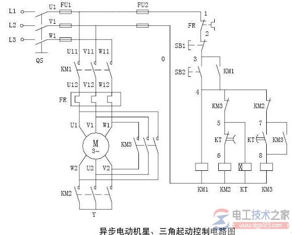 电机星三角降压启动的控制电路图详解