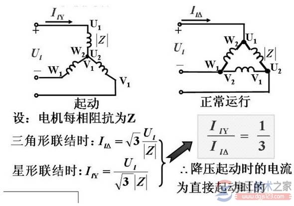 电机星三角降压启动的控制电路图