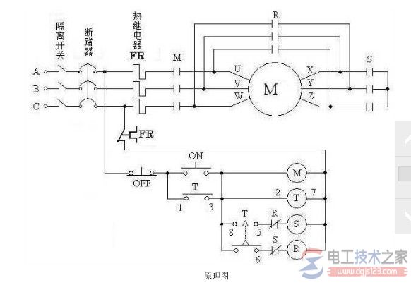 电机星三角启动的接线图