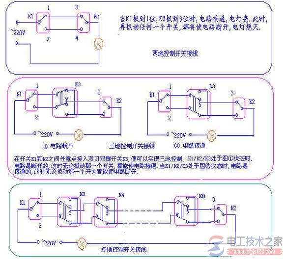 一盏灯三个地方控制图