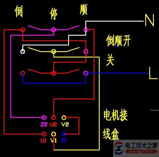 单相电机正反转的接线图