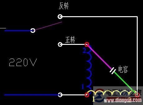 单相电机正反转的接线图