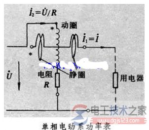 单相电动系功率表的接线原理图