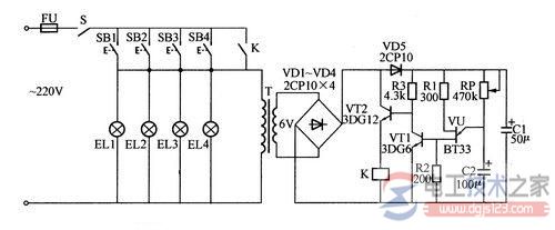 晶体管延时关灯电路