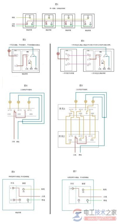 单开三控开关接线图