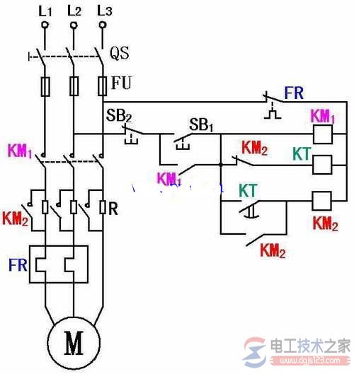 电动机定子串电阻降压启动电路图