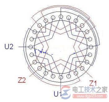 24槽4极单相异步电动机接线图