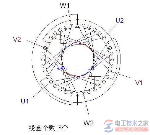 36槽2极三相异步电动机接线图