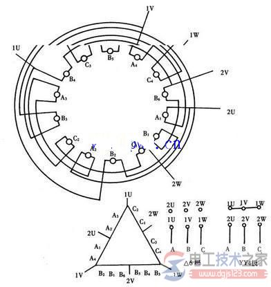 72槽6极三角形YY4极电动机接线图