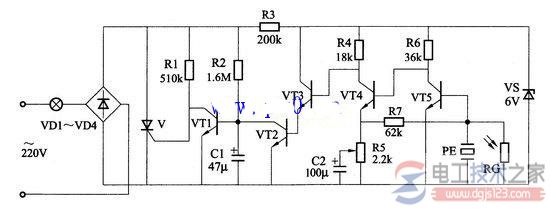 光控与声控及延时自动关灯照明的电路图
