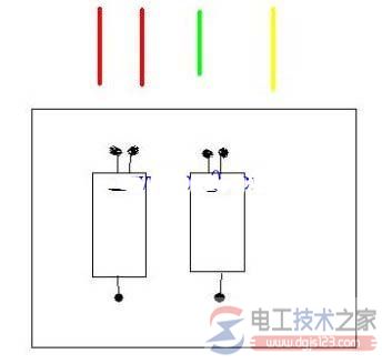 双联二位墙壁开关6接口4条线的接线