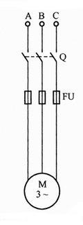 电动机单向旋转刀开关控制电路图