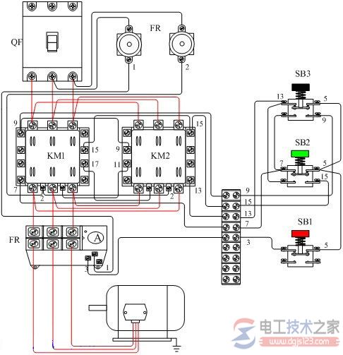 电动机可逆运行控制接线示意图