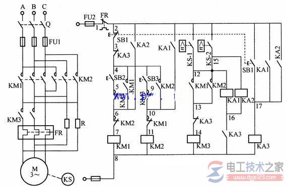 电动机可逆反向转动反接制动接线图