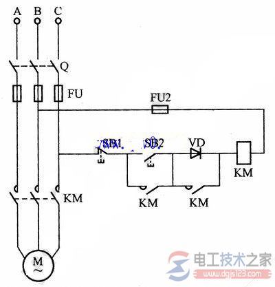 交流接触器低电压起动<a href=/diandongji/ target=_blank class=infotextkey>电动机</a>接线图