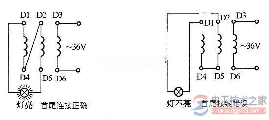 电动机绕组首尾端检测接线图