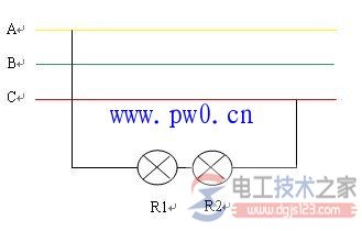 两只灯泡接380V电源