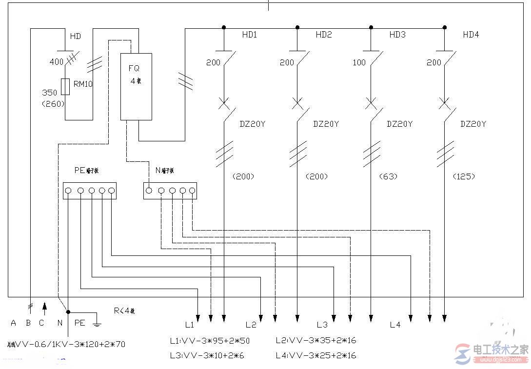 家用配电箱接线图