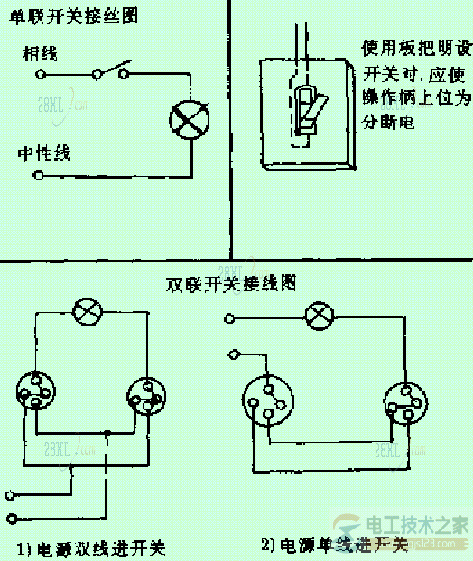 照明线路单联与双联开关