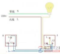 家用照明双控开关电路的接线图