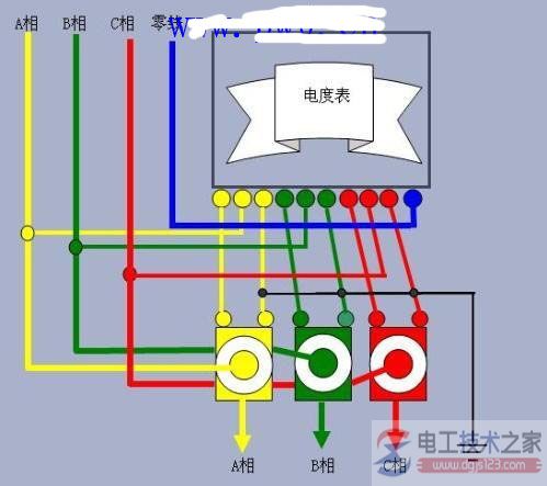 三相四线电表加电流互感器接线图