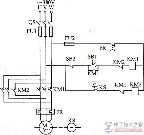 异步电动机反接制动控制电路