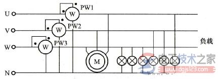 单相功率表测量三相四线制电源功率