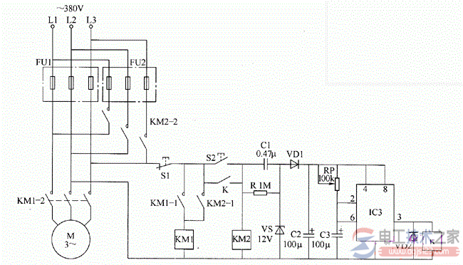 电动机双路保险起动器电路