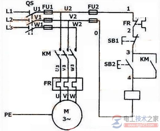 三相异步电动机自锁正转控制线路