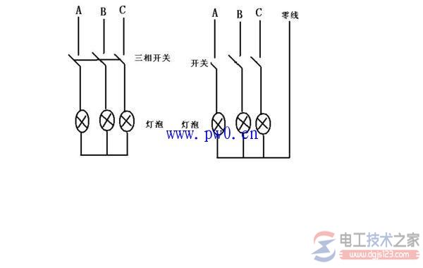 三相交流电如何接灯泡？三相交流电灯泡接法图解