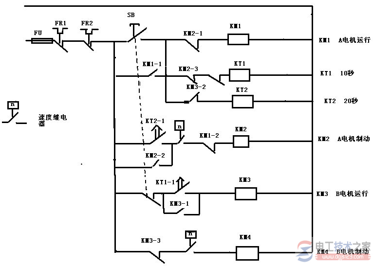 电动机顺序制动电气原理图