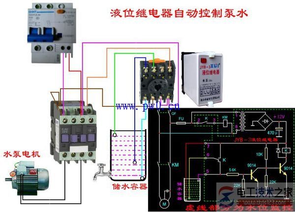 家庭单相水泵控制线路图