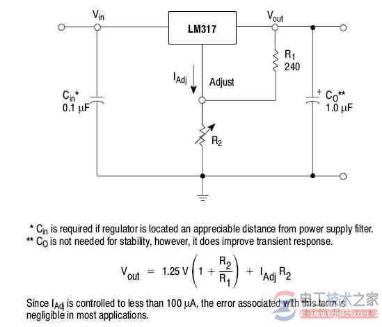 LM317稳压电路及输出电压计算公式