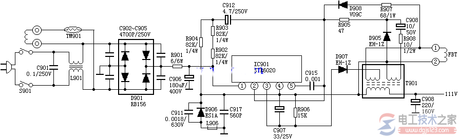 STR6020电源电路原理图