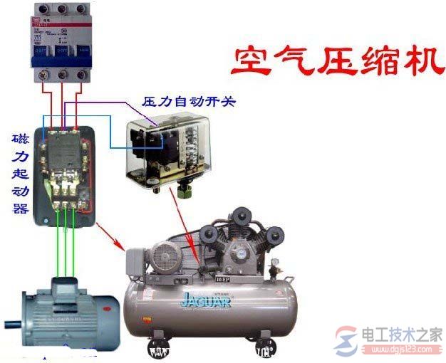 空气压缩机(空压机)电路原理图与接线方法