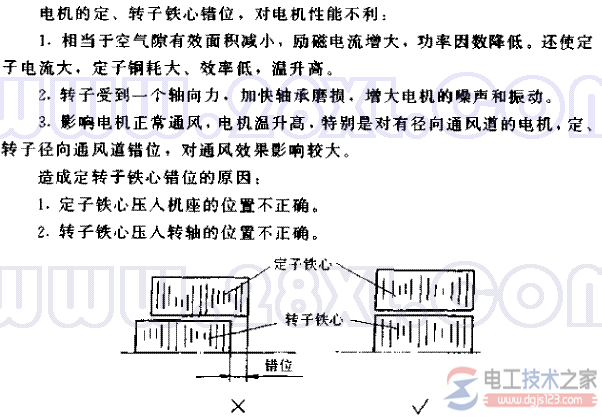 电动机定转子铁心错位