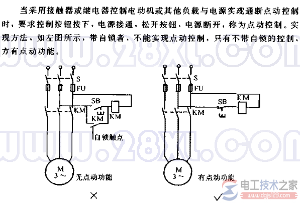 电动机点动控制不使用自锁环节