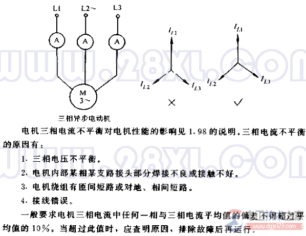 禁止电机在三相电流不平衡下运行