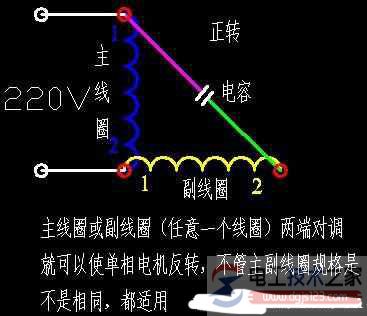 三相电机改装为单相正反转电机的方法5