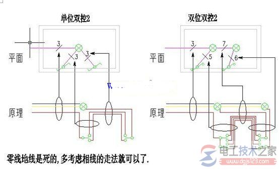 照明导线在平面图中根数4