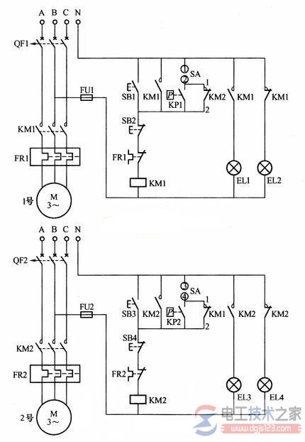 双电动机自动切换控制接线图