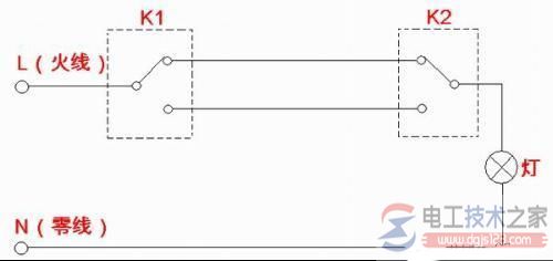 单联双控开关接线图4