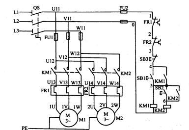 三相异步电动机控制线路图：顺序控制与多地控制