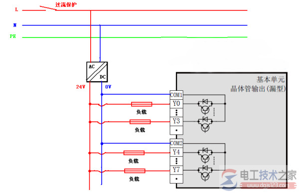 三菱fx3u系列plc输出接线方法