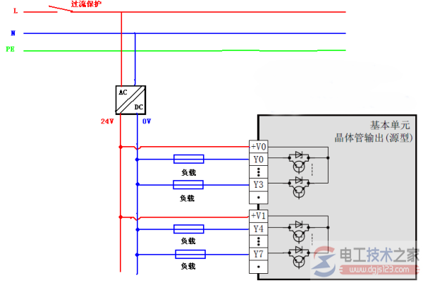 三菱fx3u系列plc输出接线方法