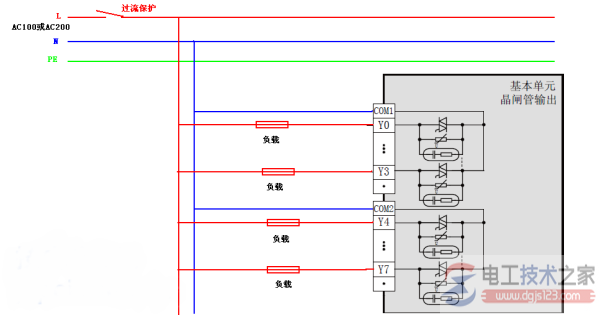 三菱fx3u系列plc输出接线方法
