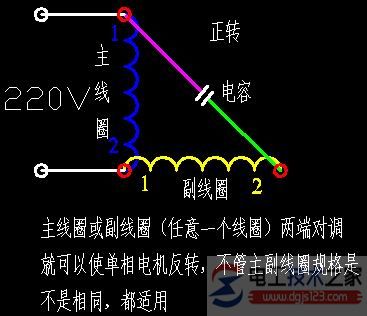 单相电机正反转的接线图