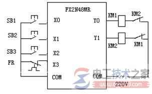 异步电动机正反转控制plc接线图