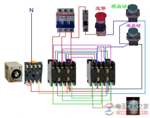 时间继电器实物接线图及接线方式