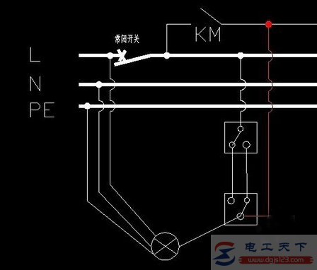 多个双控开关接线图示例